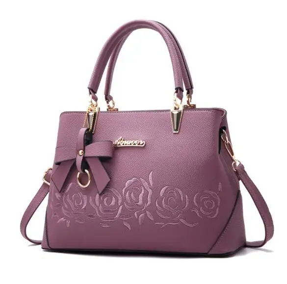 Женская сумка известного бренда из искусственной кожи с ручкой сверху, роскошная сумка на плечо, большая роза, сумки с вышивкой, LW-280
