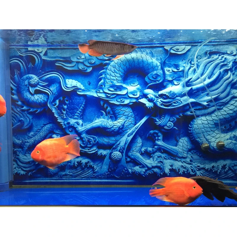 100 50cm aquarium fish tank 3d emboss background print chinese free fish tank backgrounds to print