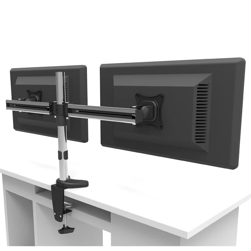 

Aluminum Alloy Desktop Clamping Full Motion Dual Screen LED LCD Monitor Holder 360 Rotation Dual Monitor Support Desktop Stand