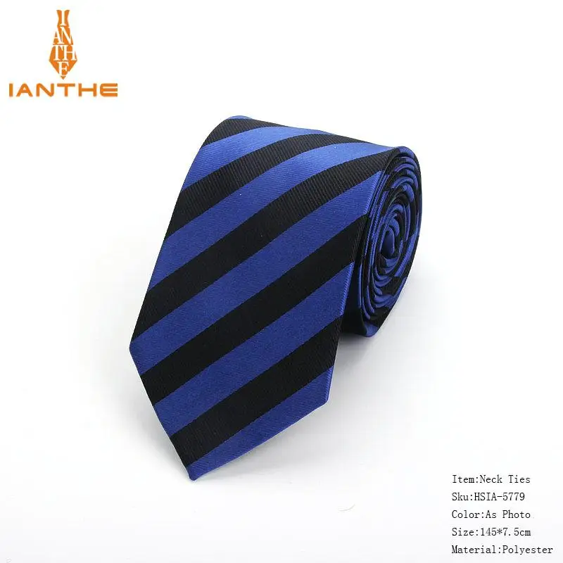 23 стиля шеи галстук мужской 7,5 см узкий галстук свадебные галстуки полиэстер черный горошек плед Мода Мужчины s бизнес свадьба полоса шеи галстуки - Цвет: Photo Color