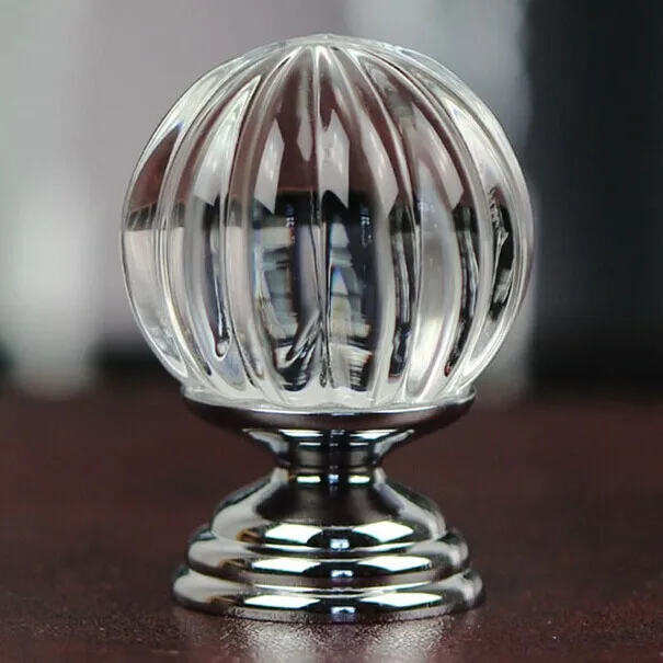 

30mm clear K9 Crystal kitchen cabinet knob silver zinc alloy drawer dresser wardrobe cupboard furniture handles pulls knobs JD45