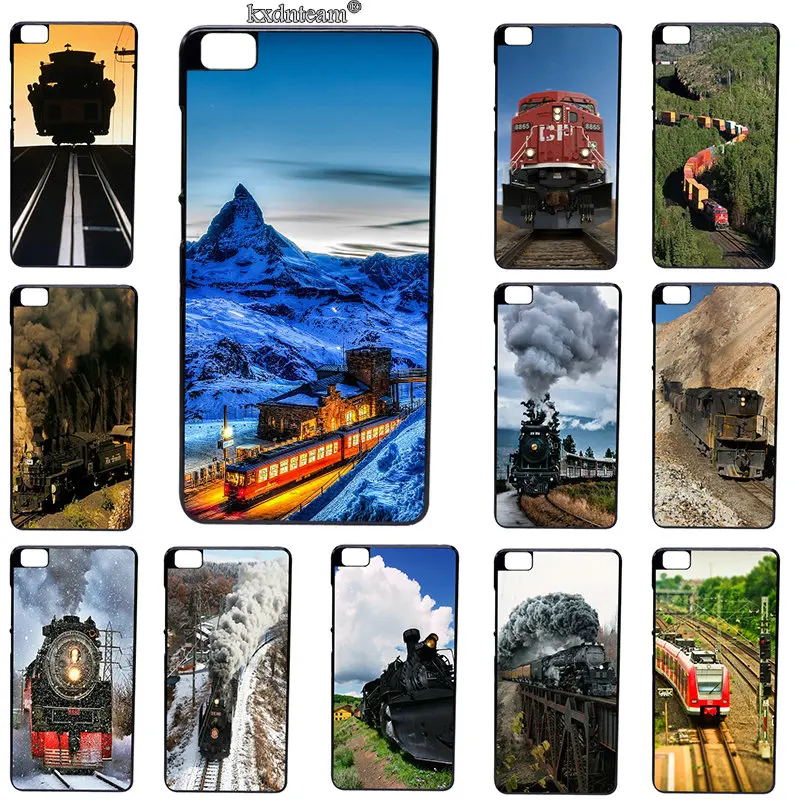 Hard Plastic Cover Scenic Black Railroad Train Cell Phone Case for
