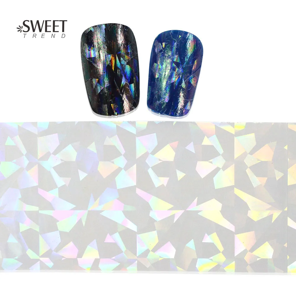 

100cmx4cm Irregular Broken Glass Foils Nail Stickers Manicure Decals Glitter Bling Beauty Nail Art Decoration Nail Tools LATW02