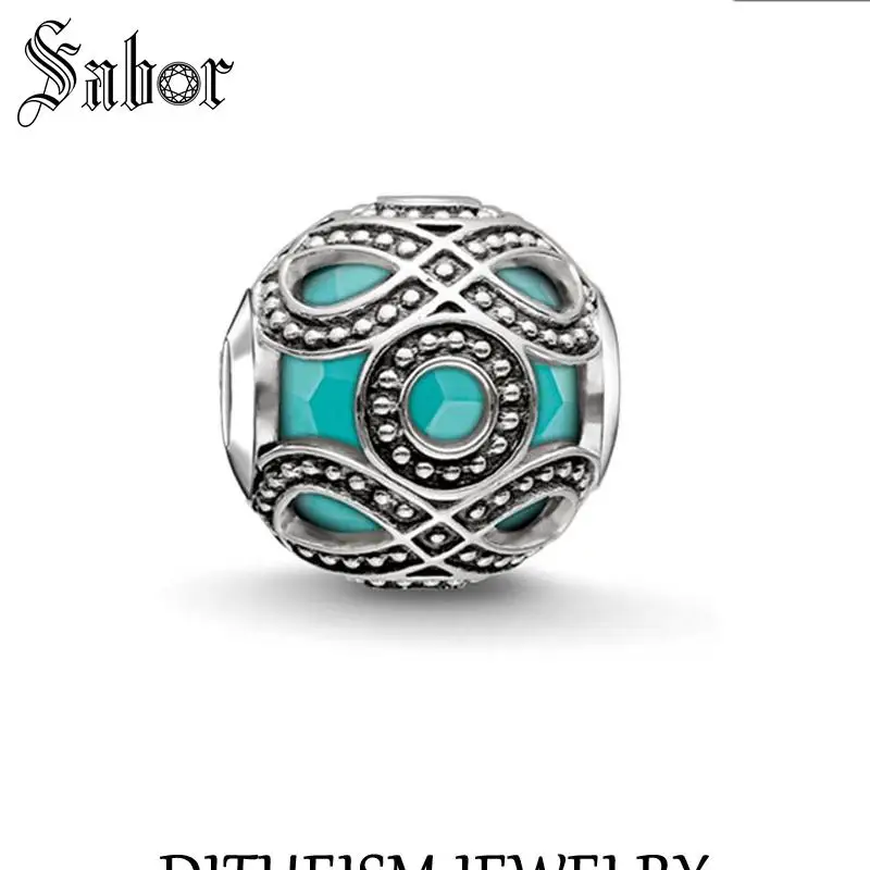 

accessories DIY Beads Green Ethnic Charm Bead,2019 Fashion Silver Jewelry Gift Women Men Girl Fit Bracelets Necklace Choker mens