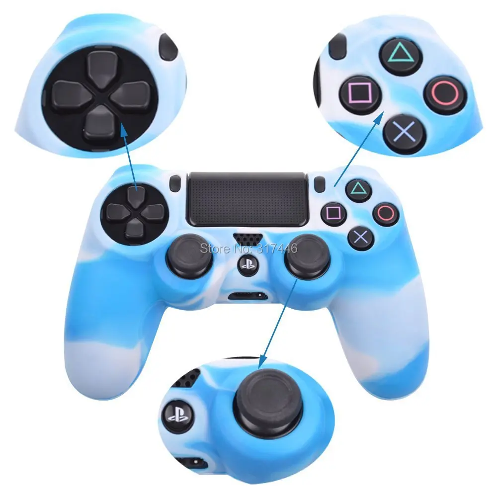 White and Blue Mix Camo Silicone Rubber Duable Protective Case Skin