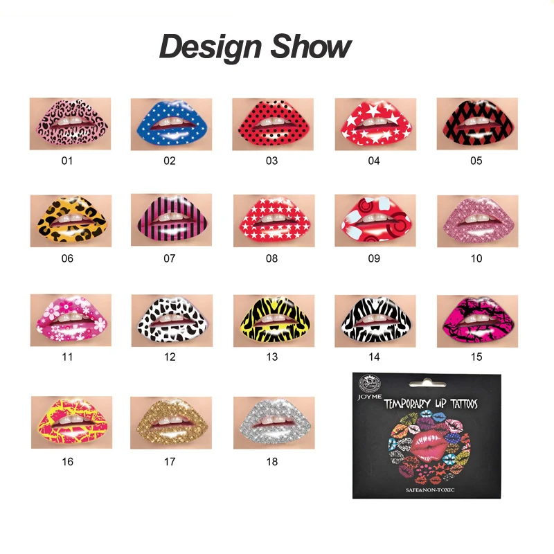 

Wholesale 12pcs Mix Design Waterproof Disposable Temporary Tattoo Lip Stickers Red Gold Silver indians Style Halloween Christmas