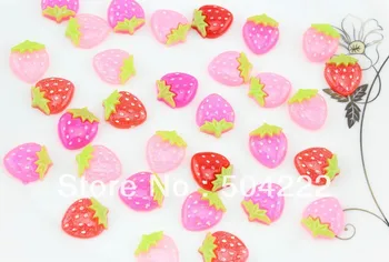 

250pcs Resin kawaii glitter little polka dots Strawberries Deco cabochons Flatbacks assorted15x18mm little strawberrY