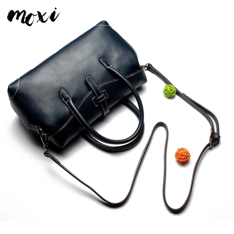 

MOXI Genuine Leather Ladies Messenger Bag Candy Color Handbag Female Cover Socialite Tote Shoulder Bag Solid Color Daily Bag