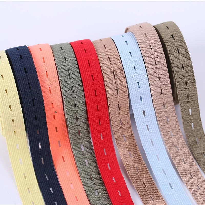 5Pcs Button Hole Elastic Woven White 20mm Standard Wide