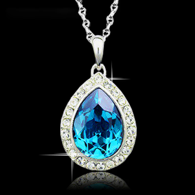 

IREACESS New pendant necklace big Austrian crystal water drop necklaces & pendants for women