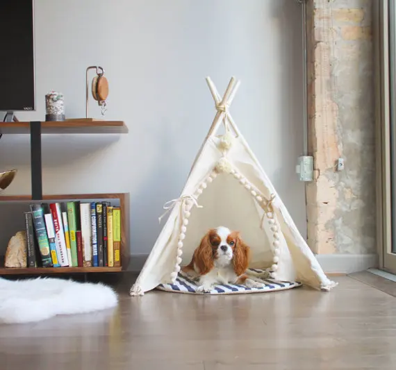 Чистый белый кровать собаки собака дома pet играть в игры дома вигвама палатка с коврик