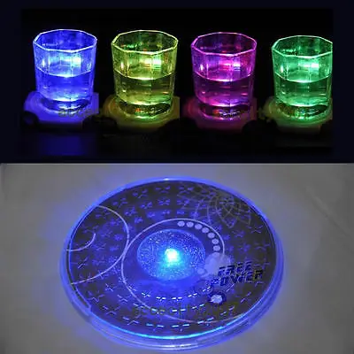 

1X LED Coaster Color Change Light Up Drink Mat Cup Tableware Glow Bar Club Party