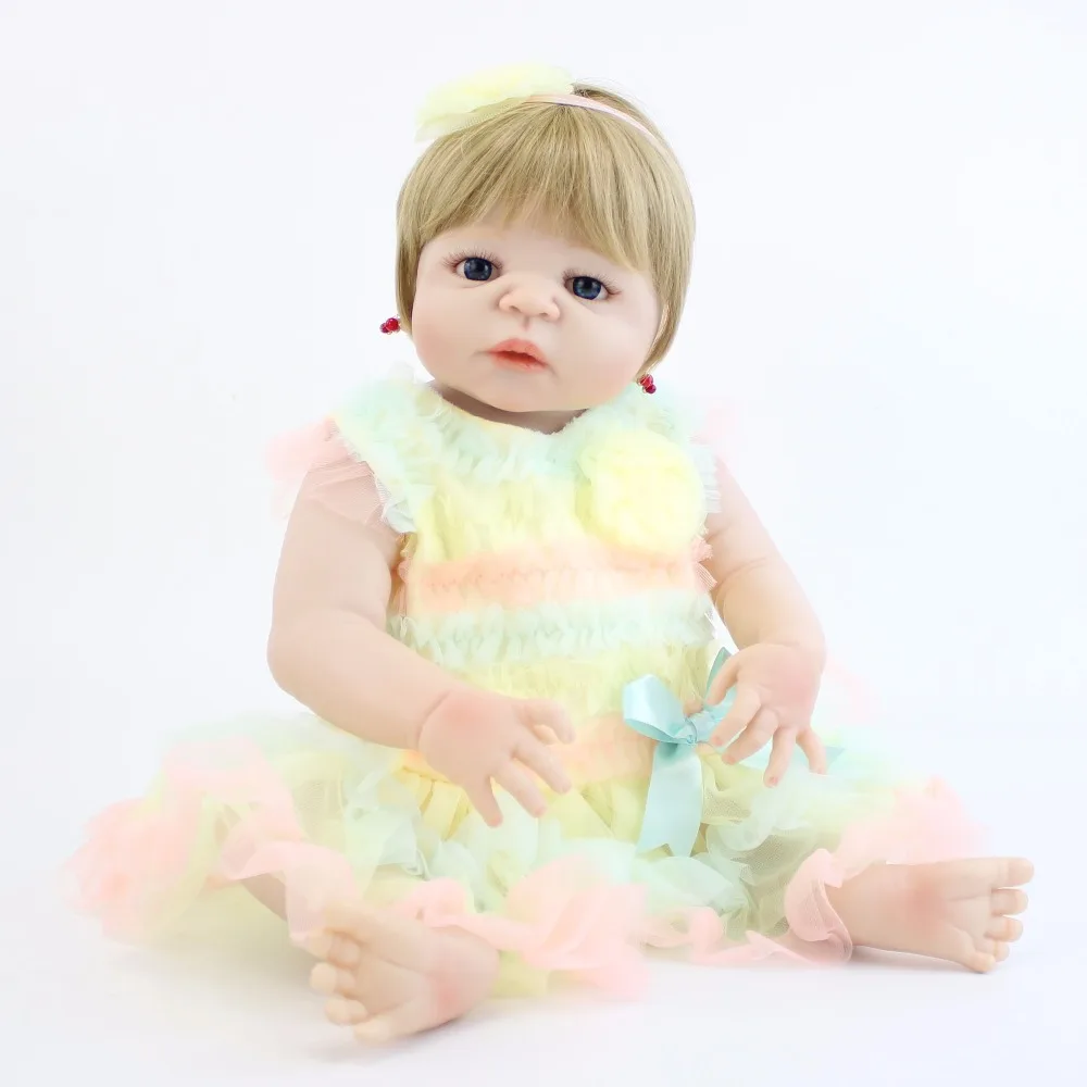 

55cm Full Silicone Reborn Baby Doll Toy For Girl Vinyl Newborn Princess Babies Bebe Alive Kids Bathe Toy Birthday Gift Present