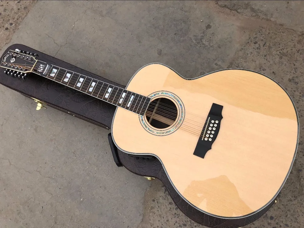 

free shipping 43 inches top quality 12 string solid guild jumbo 12 strings guitar gloss finishing acoustic electric guitar