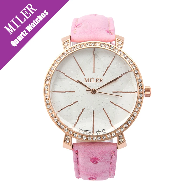 

2016 Miler Large Dial Ladies Watch Women's Luxury Rose Gold Watch Men 2016 Brand Simple Casual PU Leather Wristwatches Horloge