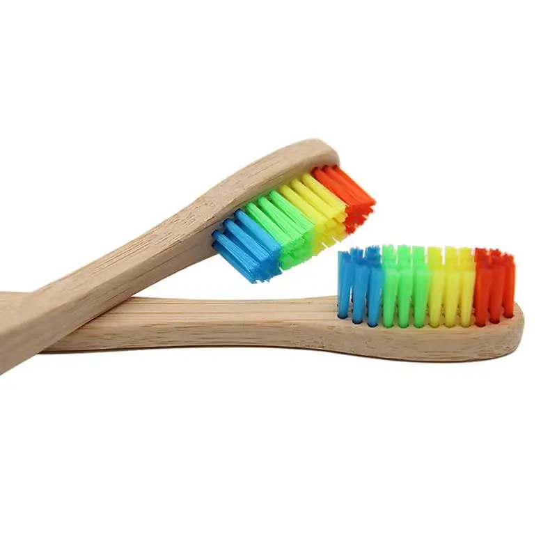 

Bamboo Fiber Wooden Adults Rainbow 4Pcs Soft Brush Teeth Low-Carbon Multicolor