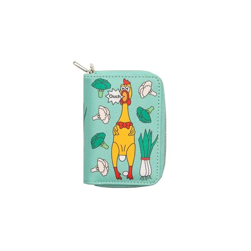 

Ouch Juice Peanut Chicken Fruit Pattern Mini Purses OH-HO Double-deck Card Holder Candy Color Short Coin Wallets School Burse