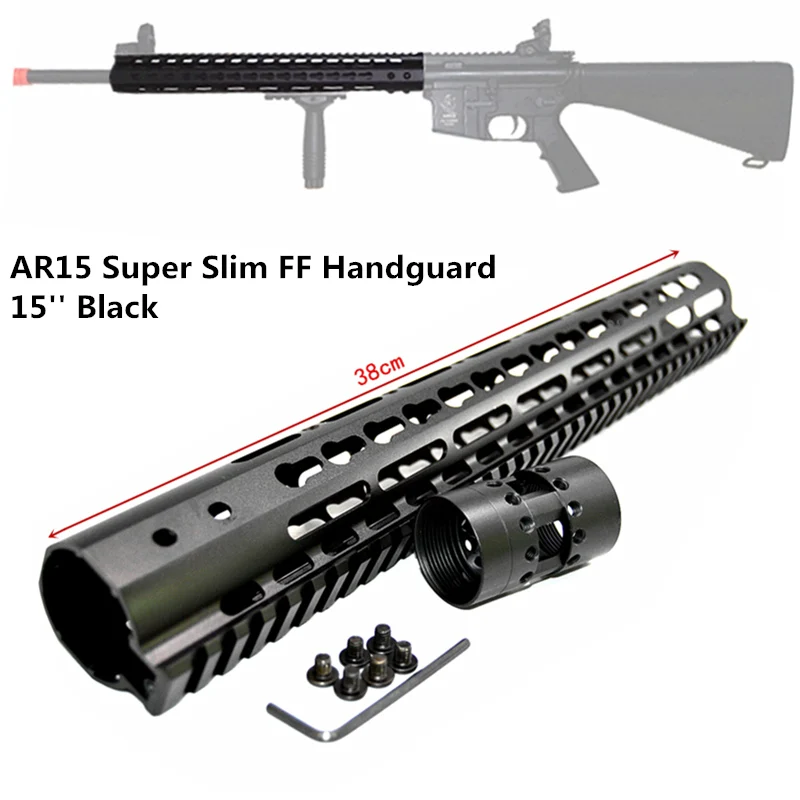 

FIRECLUB 15" inch Free Float NSR KeyMod Handguard Mount Bracket with Detachable Rail BLACK Barrel Nut For AR-15 M4 M16