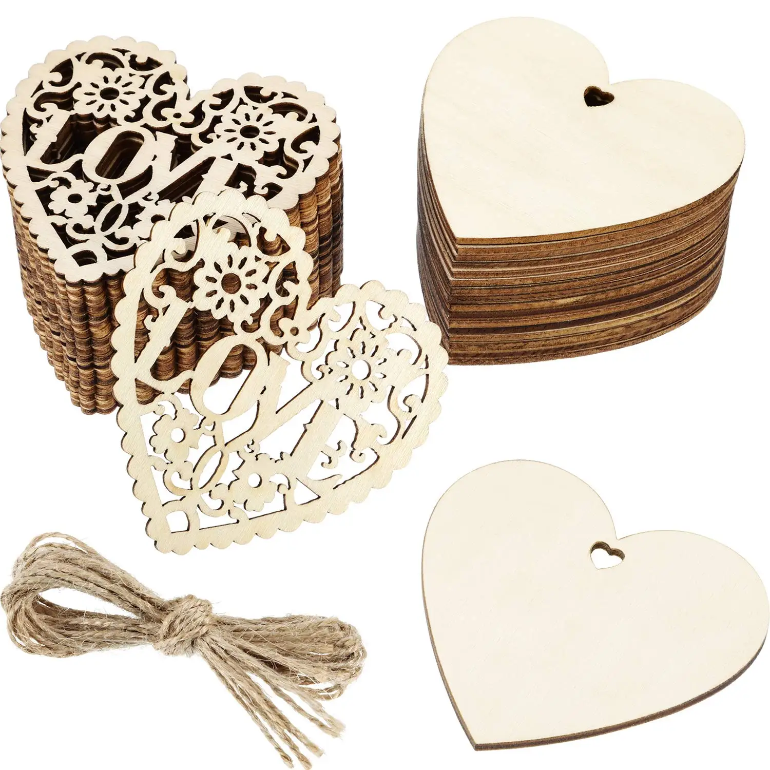 600 Cuori Di Legno Per Decorazione - 4 Misure (1-4cm) Per Matrimoni, Natale, San Valentino - Foto 4