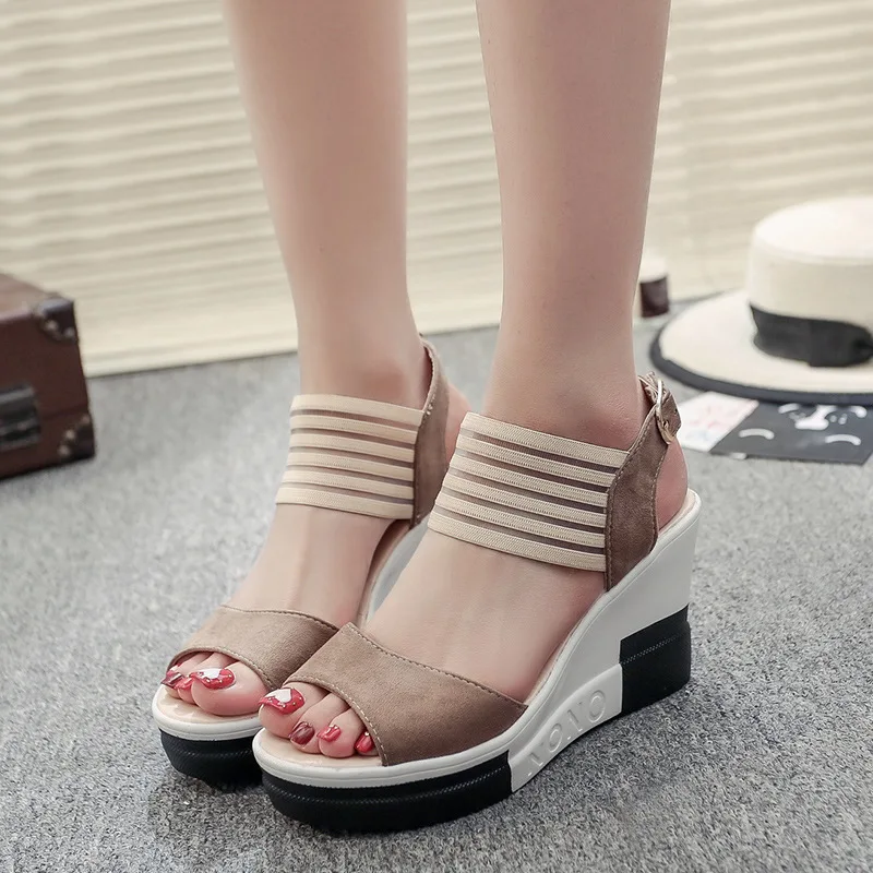 

Slope fish mouth sandals women's shoes 2019 summer new ultra high heel sandals thick bottom sponge cake with sandals