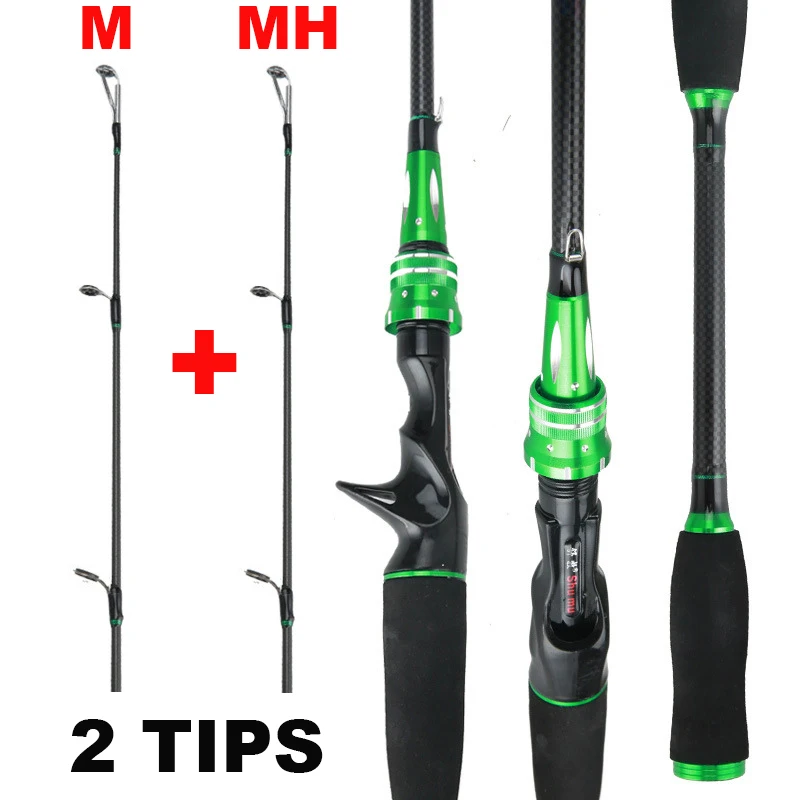 

High Quality 2.4M Fishing Rod 2 Rod Tips Lure Rod Carbon Body Casting Rod 2 Section Fishing Pole EVA Handle