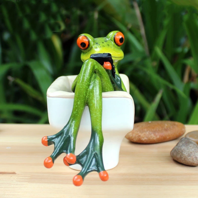 NZBZ. Kawaii животных 3D лягушки смолы статуэтки куклы дома Скульптура декор украшения