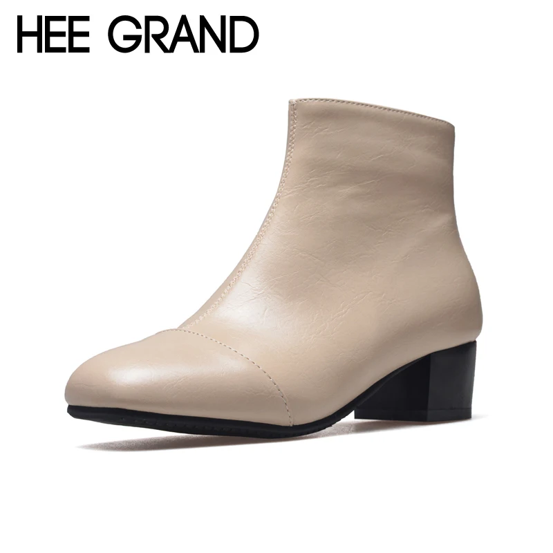 

HEE GRAND Square Toe Platform Women Sexy Boots 2017 Winter Creepers Fashion Ankle Boots Casual Shoes Woman Zip Flats XWX6222