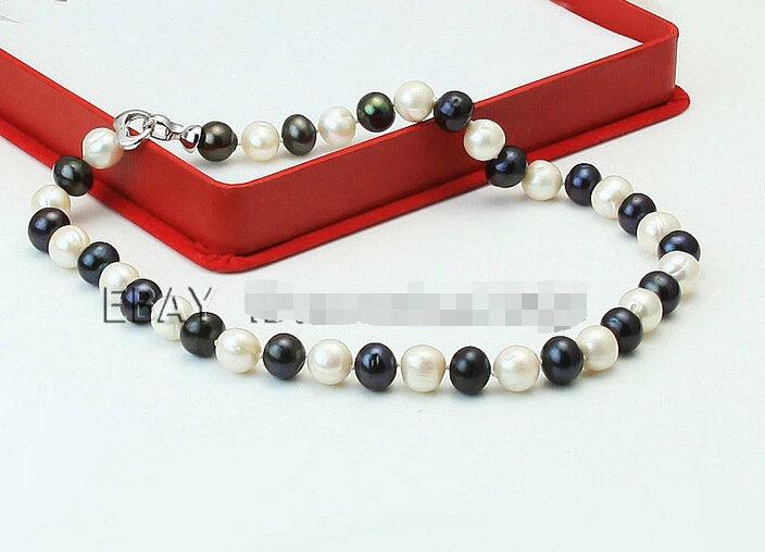 &gt&gt&gt s274 New 10-11mm white black fresh water cultured Akoya pearl necklace | Украшения и аксессуары