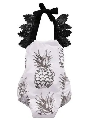 

New Cute Summer Baby Girls Lace Fruit Pineapple Romper Halter Lace Jumpsuit Sunsuit One Piece Clothes