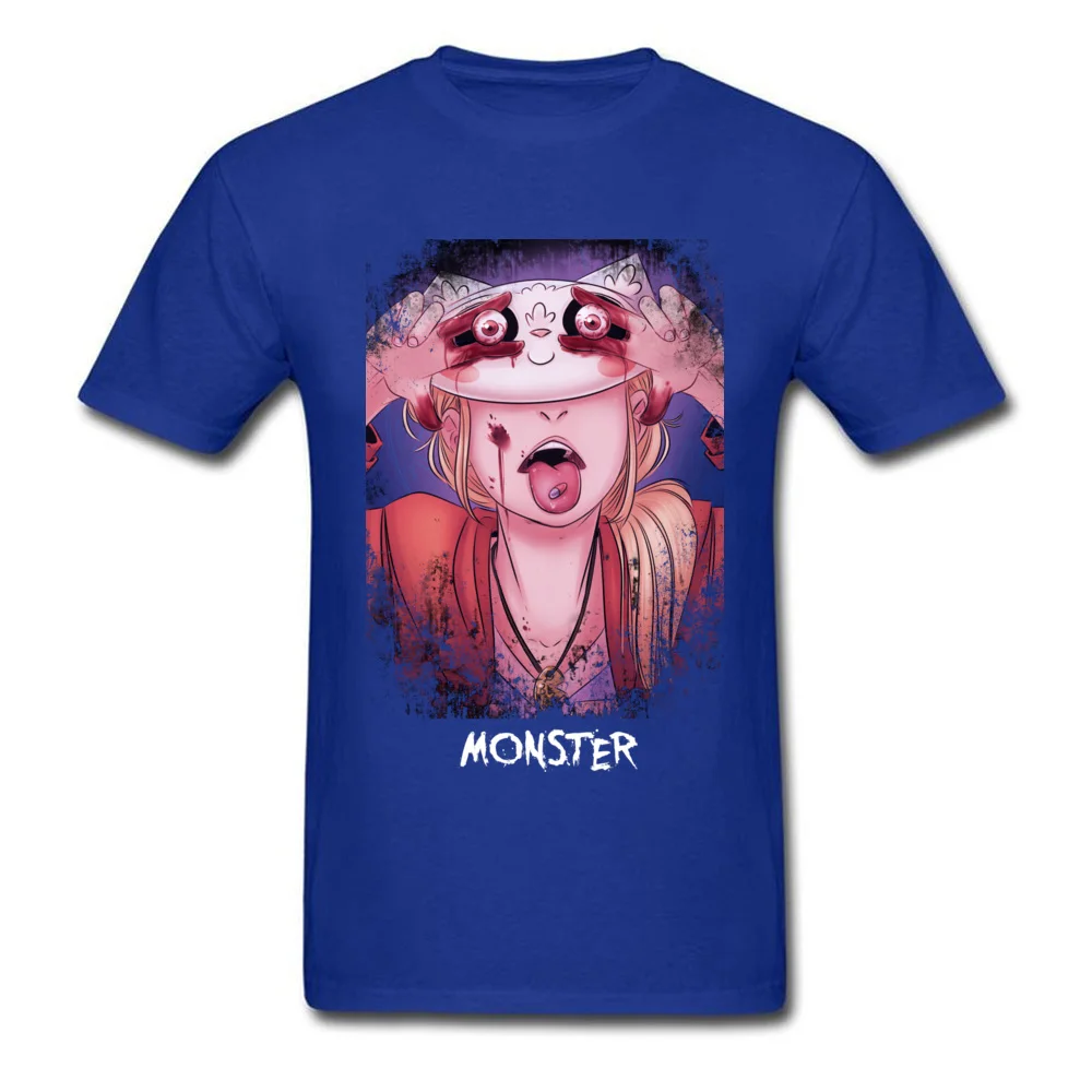 Europe Monster T Shirt for Men Company April FOOL DAY Crewneck All Cotton Short Sleeve Top T-shirts Design Top T-shirts Monster blue