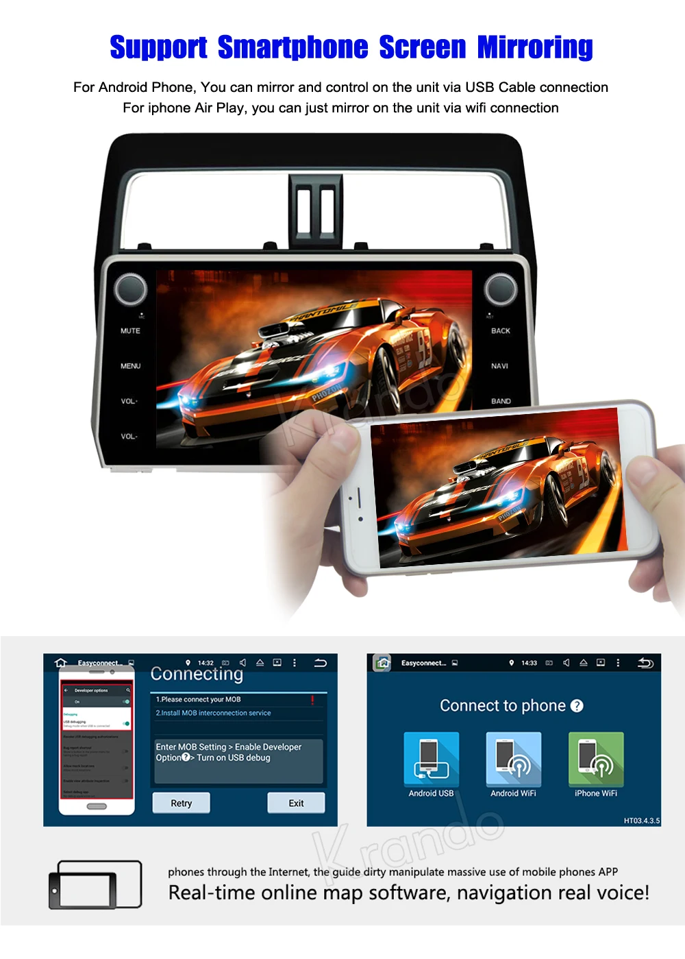 Perfect Krando Android 7.1 10.1" full touch car navigation radio gps for toyota prado 2018 multimedia system WIFI Bluetooth Playstore 9