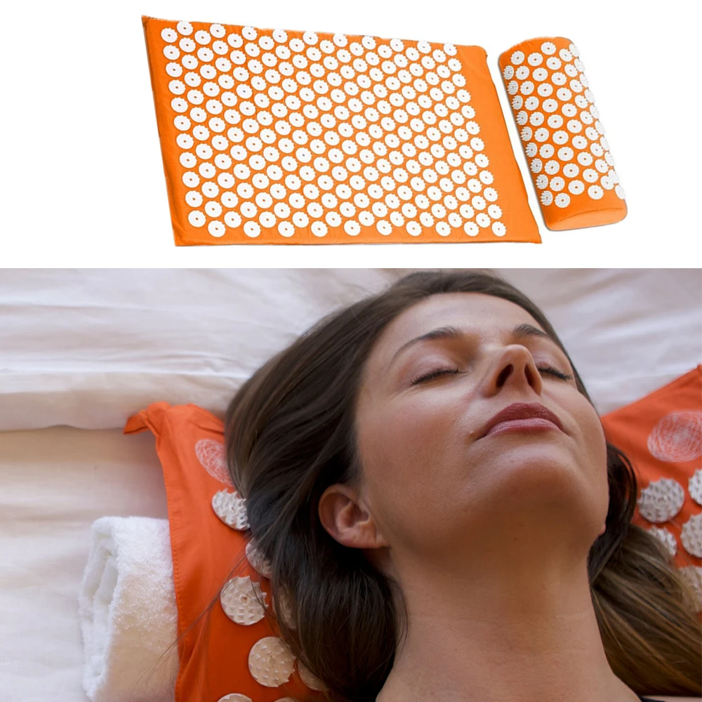 

(Mat/Pillow 2 Choice) Fitness Yoga Acupressure Mat Pilates Yoga Mat Spike Cushion for Back/Neck Pain Relief Muscle Relaxation