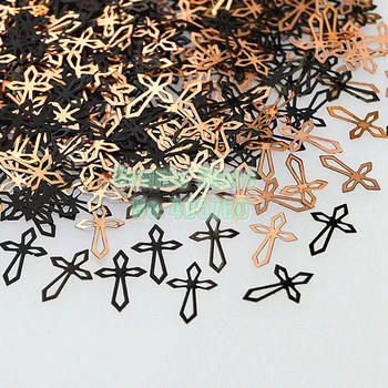 

800pcs/pack 5*7mm Fashion Piered Cross Black Brone Metallic Sequins Nail Art Sticker Cell Phone Slice Decoration Tips