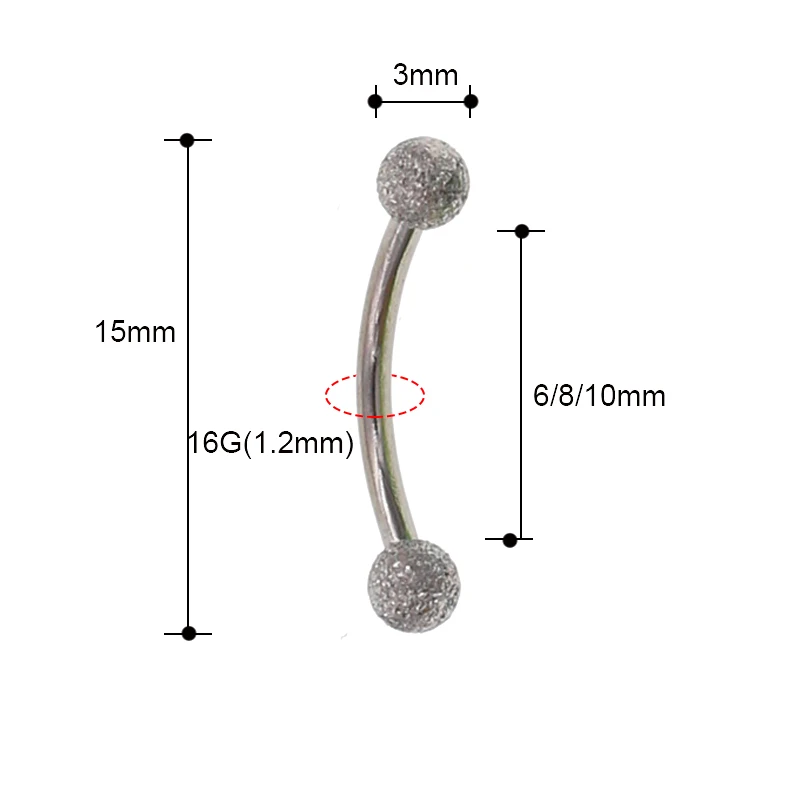 1 шт. 1,2*6/8/10 мм брови тату промышленный Лабрет, украшение бара, ювелирное изделие для тела, Нержавеющая сталь спирали пирсинг кольцо для губ Изогнутые Штанги