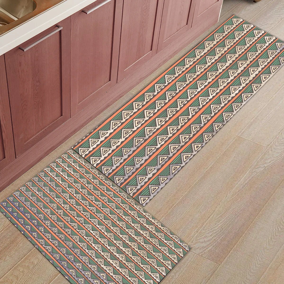 

Retro Ethnic Flower Floral Geometric Bathroom Accessories Set Dirt Debris Mud Trapper Boot Shoes Scraper Machine Washable Floor