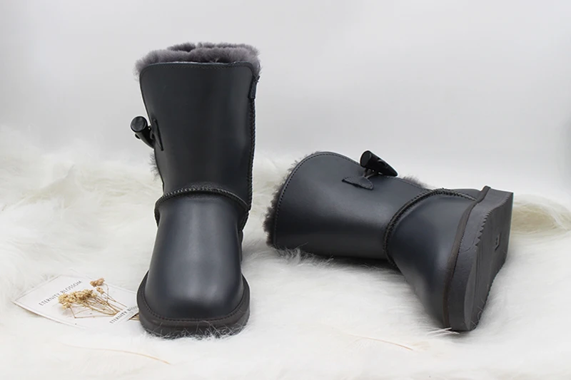 Зимние сапоги наивысшего качества из натуральной воловьей кожи; зимние сапоги на натуральном меху; Botas Mujer; женская обувь из натуральной шерсти
