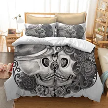 Fanaijia – ensemble de literie tête de mort pour lit King Size Style européen housse de couette tête de mort en sucre 3D avec taie d'oreiller lit AU Queen