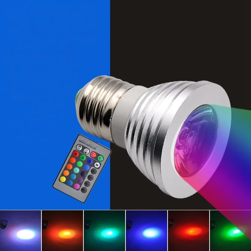 KZKRSR RGB LED Lamp 3W E27 E14 MR16 GU10 LED Bulb Light 85 265V
