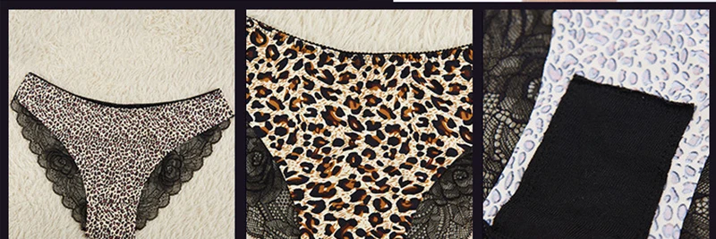2016 New Women Sexy Panties Ladies Low Waist Leopard Rose Print Briefs Lace Side Transparent Temptation Intimates Women Clothing (9)