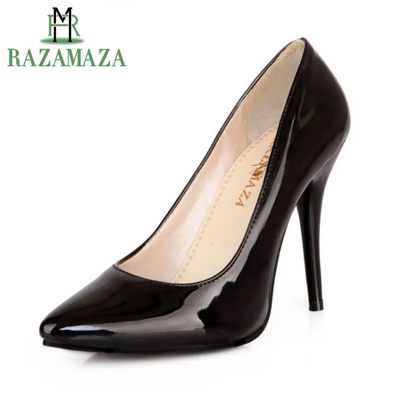 

RAZAMAZA 7 colors Large Size 30-48 Women High Heels Shoes Women'S Pointed Toe Thin Heel Pumps Ladies Party Wedding Footwear