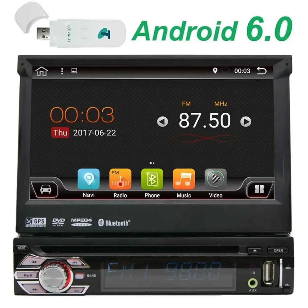 Free 3G dongle include Android 6.0 Head Unit Stereo for Car dvd 1Din