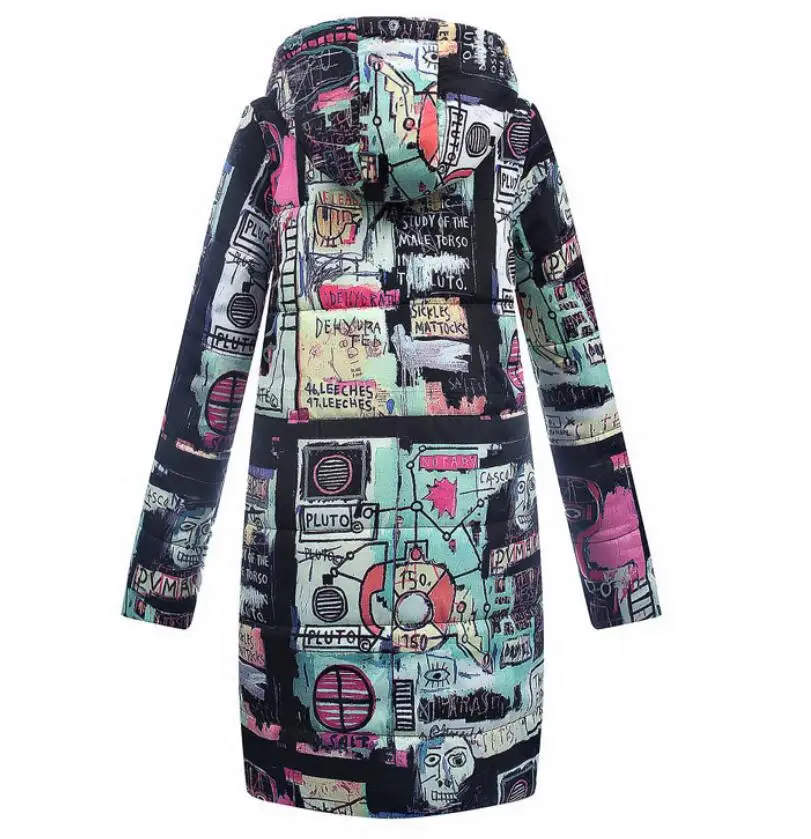 Taille As Extérieur Vêtements Vers 2018 Photo Russie Mince Femme En Commerce Imprimé La Manteau Bas Hiver Le Nouveau Grande Coton Longue qqtp40wH