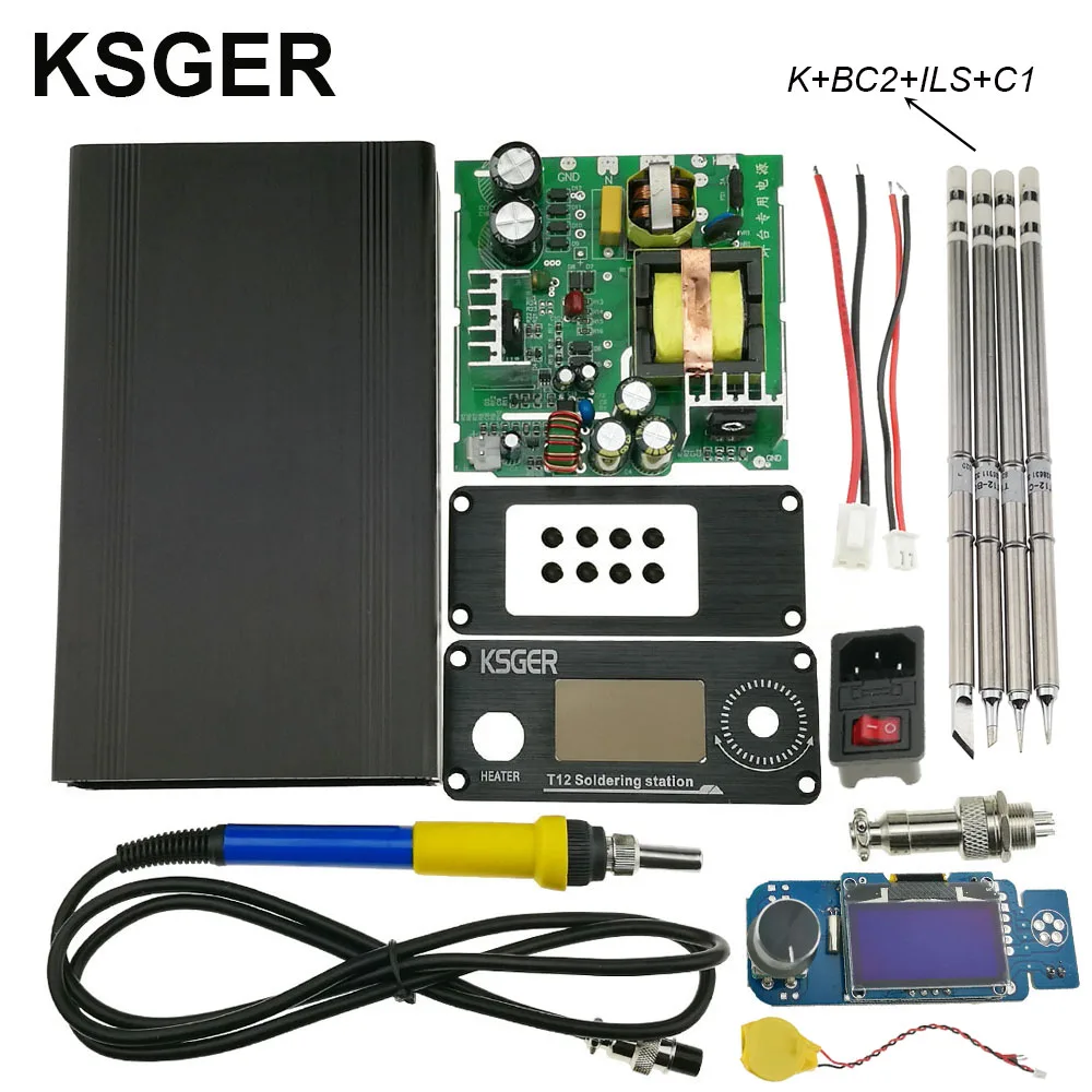 KSGER сплав 9501 паяльная ручка V2.1S T12 STM32 OLED цифровой контроллер температуры с насосом JBC Электрические паяльники - Цвет: SET 4