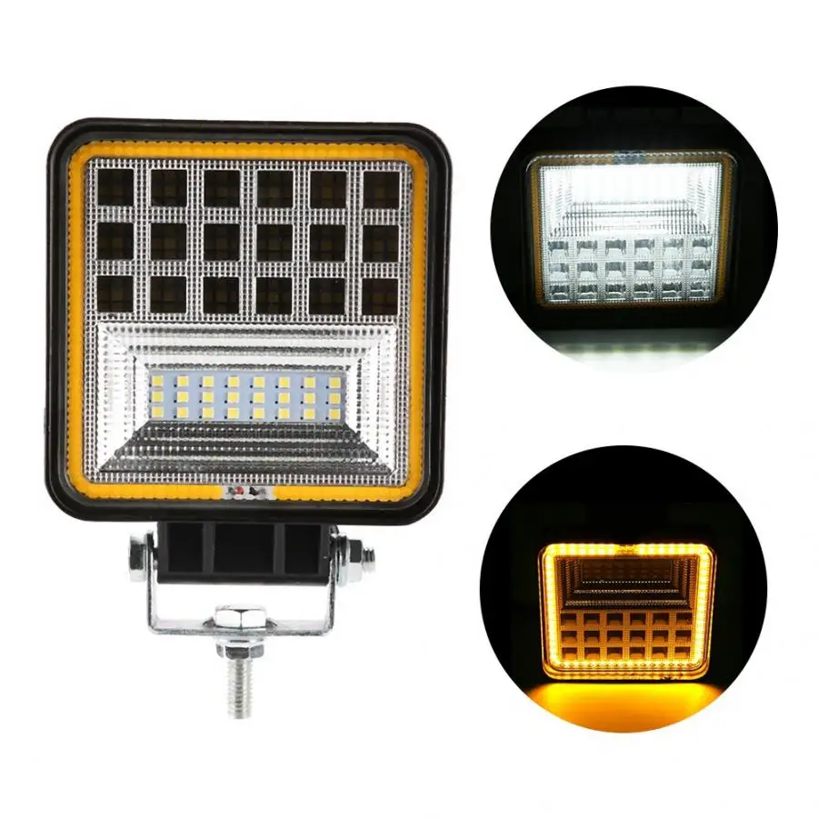 

1pc 126W 12600lm 9-30V IP68 3000k/6000k Square White/Golden Field Vehicle LED Lamp Work Light Car Accessories