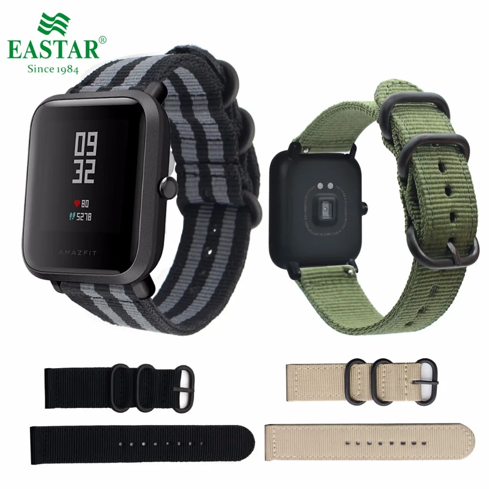 Цветной нейлоновый браслет Eastar для Xiaomi huami Amazfit Смарт часы Youth Edition Bip BIT PACE Lite