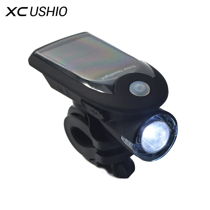 

360 Degree Rotation Flashlight Waterproof Solar Bicycle Torch USB Charge Bike Cycling Front Headlight Bright Safety Warning