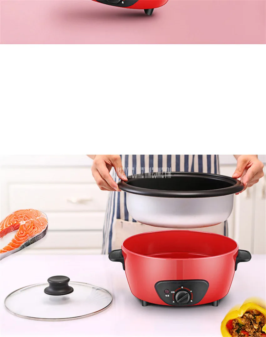 4L Electric Hot Pot Multi Cooker Pot Separatable Non-stick Coating Electric Cooking Machine Stewing Hotpot Cooker 1450W RHG-40A1