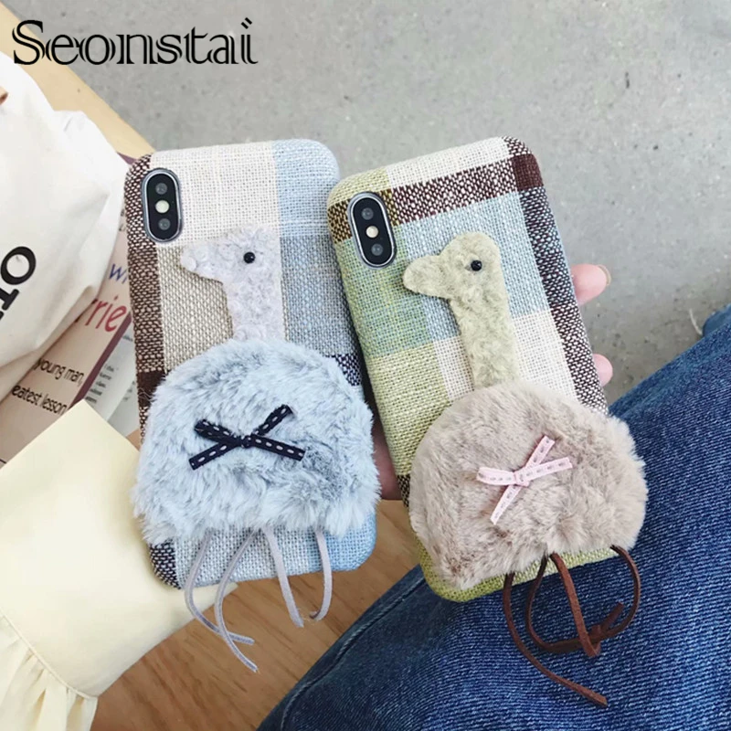 Autumn Warm Cloth Fabric Plush Phone Case for iPhone Xs Max XR Simple