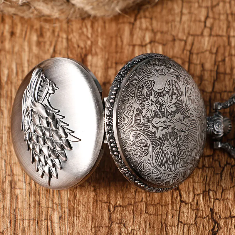 Ретро Игра престолов Старк дом гребень волк серебряные бронзовые Кварцевые карманные часы антикварные мужские женские цепочки и ожерелья подарки