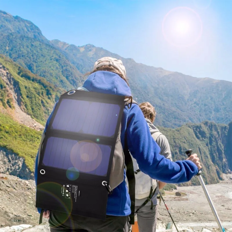 5V 2 33A 14W Solar Panel Charger Dual USB Ports Foldable Waterproof Solar Chargers Solar Battery